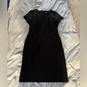 Calvin Klein Black Midi Dress with Studded Sleeves